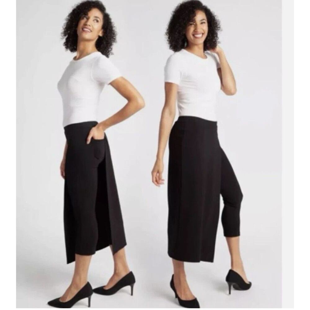 New Betabrand Black The Sassiest Capri Cropped Overlay Pants Women's 3X Petite